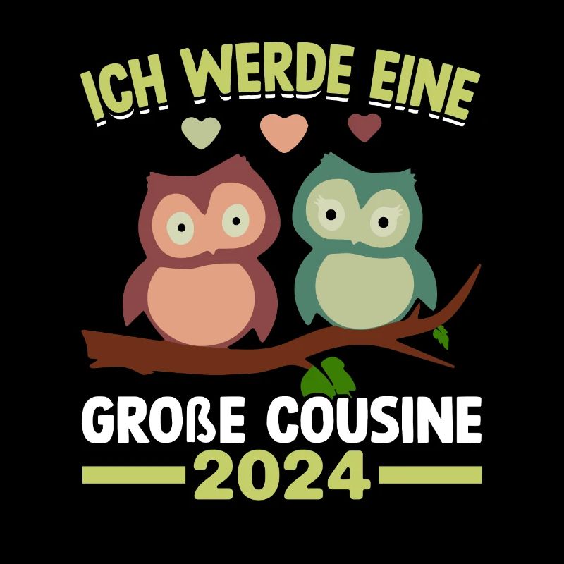 Kinder Ich werde Große Cousine 2024 T-Shirt Eule