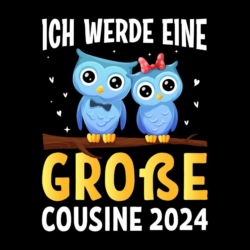 Kinder Ich werde Große Cousine 2024 T-Shirt Eule