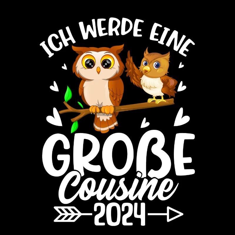 Kinder Ich werde Große Cousine 2024 T-Shirt Eule