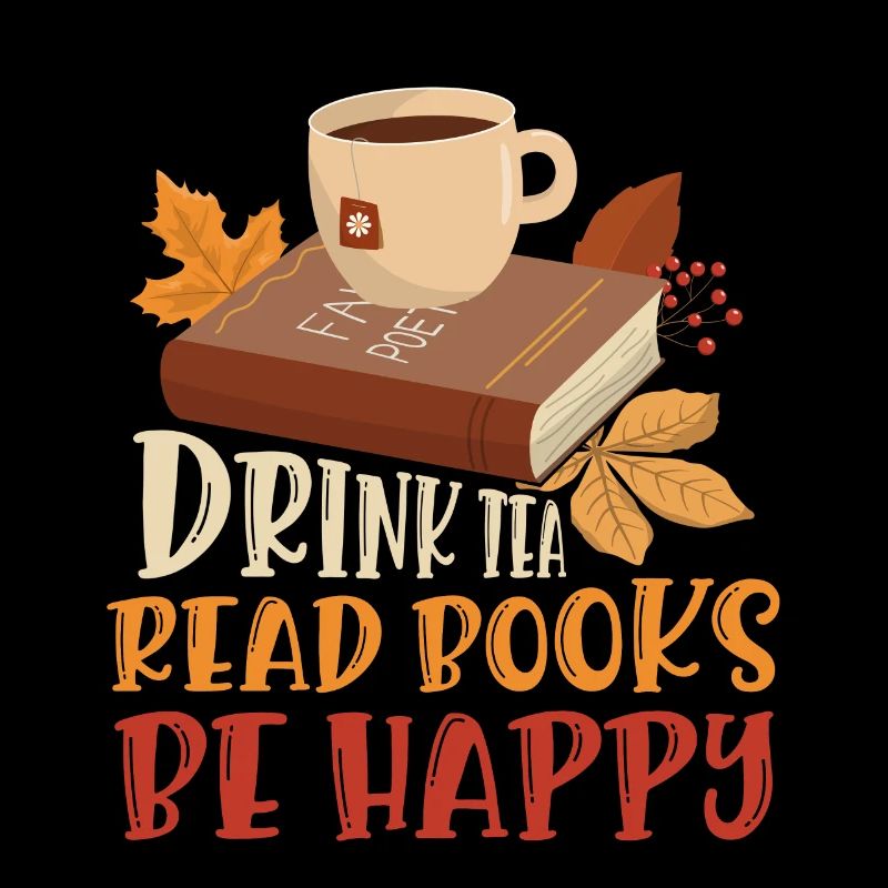 Tee Trinken Bücher Lesen Glücklich Sein