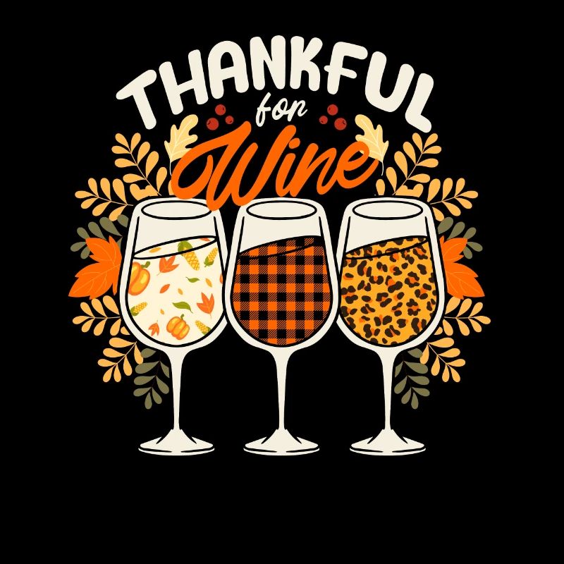 Thankful for Wine Funny Thanksgiving Dinner Fall