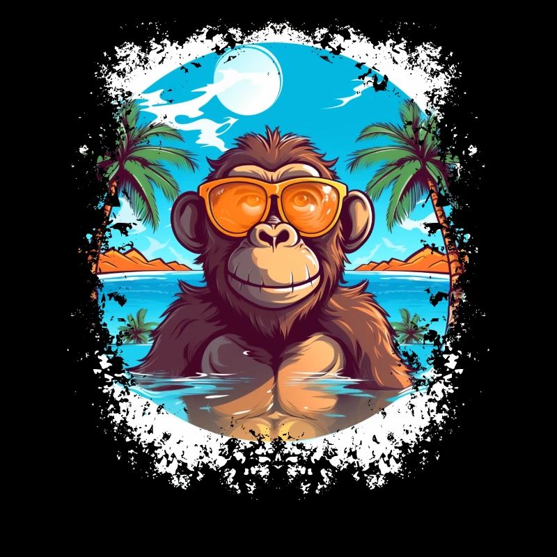 Ambiance tropicale: conception de plage et de singe pour l’été