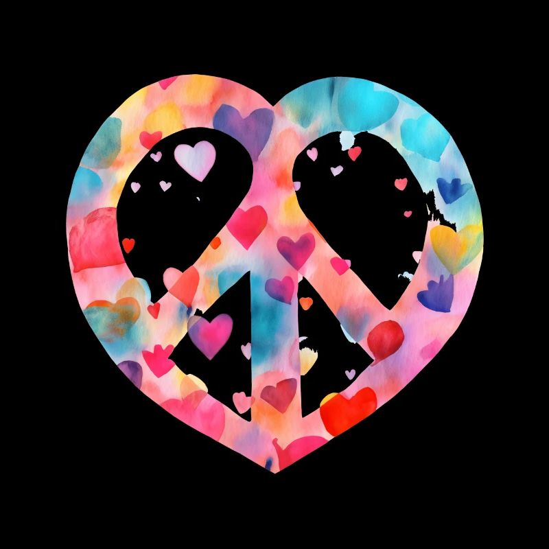 Herz Friedenszeichen Liebe Kunst Farben Valentinstag Hippy
