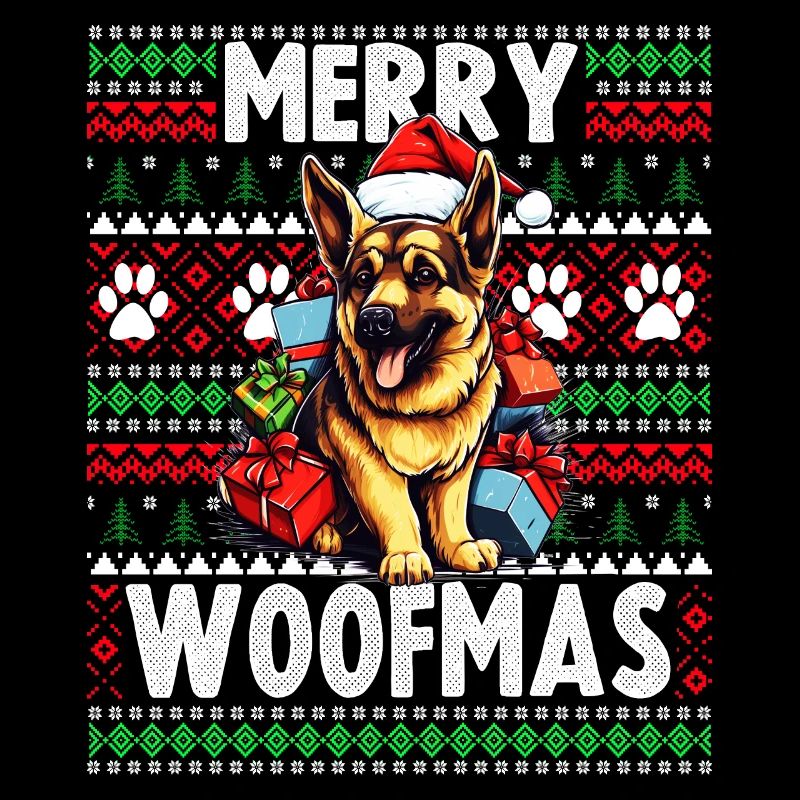 Hässlicher Weihnachtspullover Deutscher Schäferhund - Hund C
