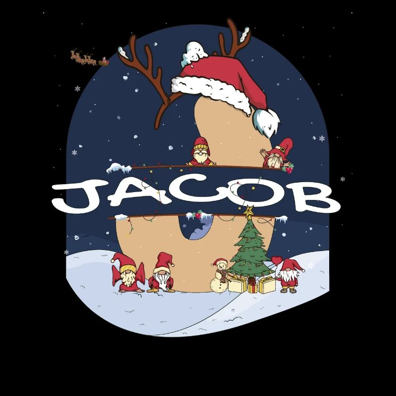 Impressionnant Jacob nom w chapeau de père Noël dans le thème de Noël