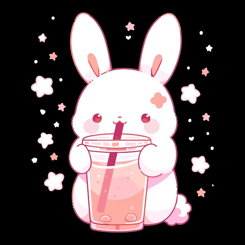 Kawaii Hase trinkt Boba Bubble Tea Chibi