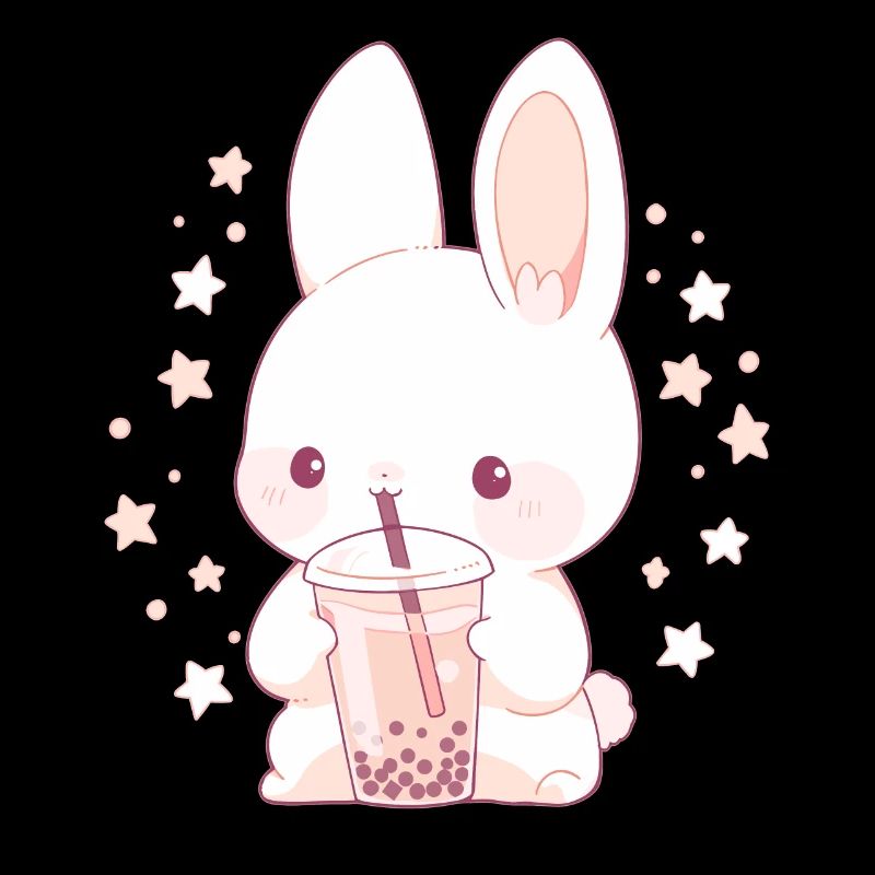 Kawaii Hase trinkt Boba Bubble Tea Chibi