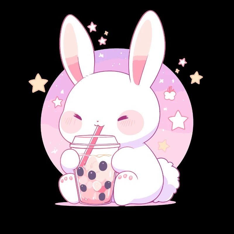 Kawaii Hase trinkt Boba Bubble Tea Chibi