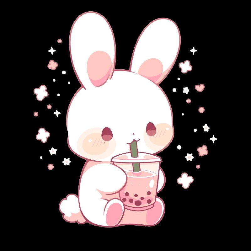 Kawaii Hase trinkt Boba Bubble Tea Chibi