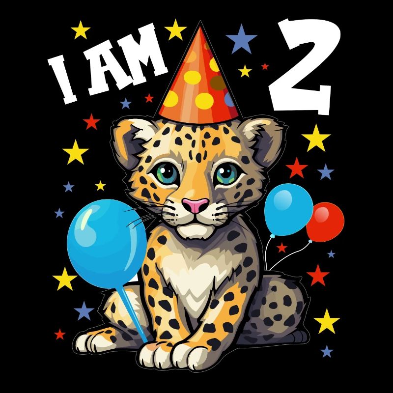 2. Geburtstag Ich bin 2 Jahre alt Leoparde Leopard
