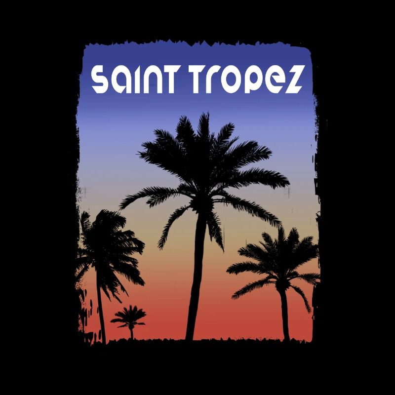 Saint Tropez Coucher De Soleil Vacances Souvenir Palmier