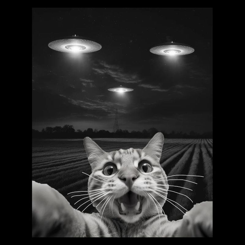 Drôle De Chats Selfie Devant Des OVNI Chat OVNI