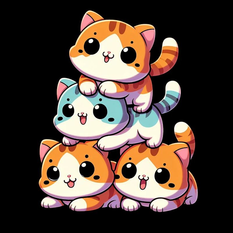 Stack of Kitty Cats Stack Kawaii Meowtain Anime