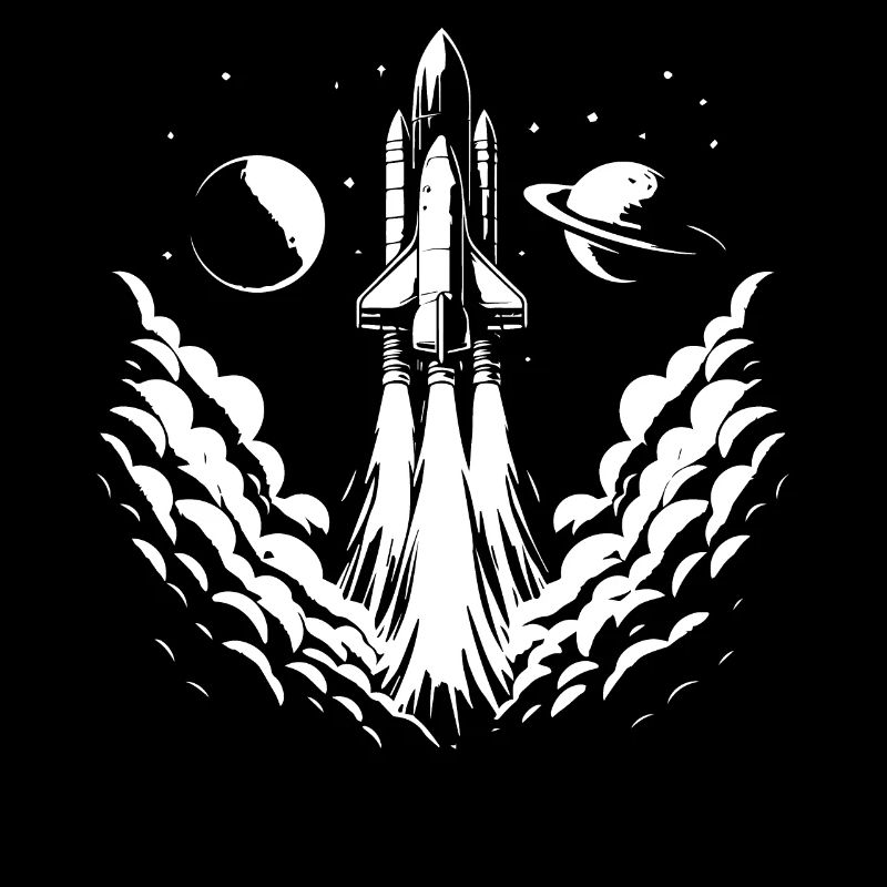 launching rocket, pixel art, outer space