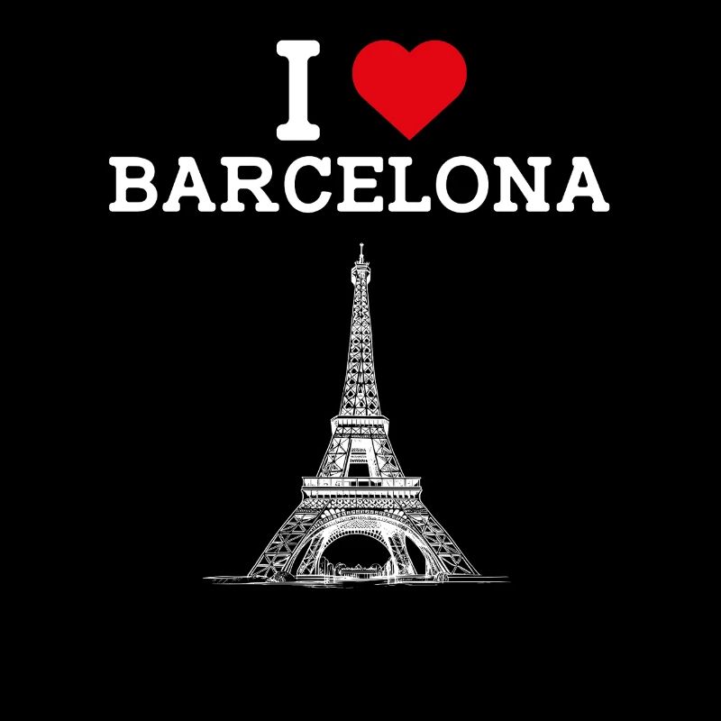 J’aime Barcelone Cool Flag Coeur Tour Eiffel Jeu de mots