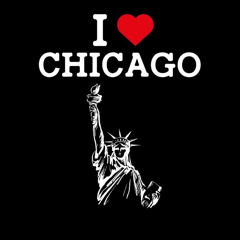 J’aime Chicago Coeur Statue De Drapeau De La Liberté Jeu De Mots