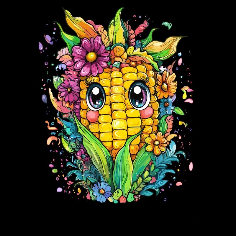 Maïs joyeux avec des fleurs