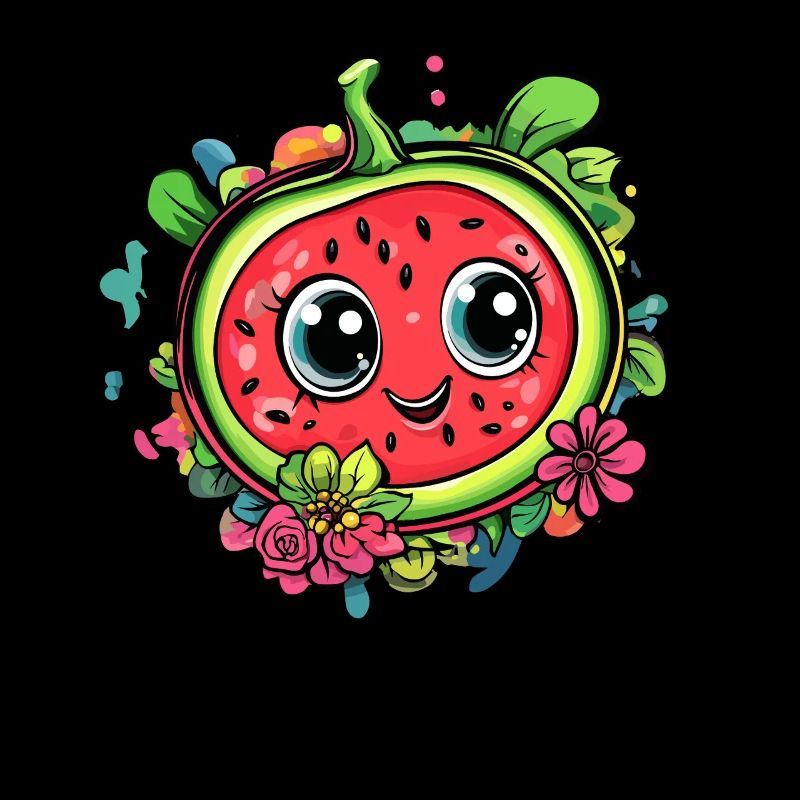 Pastèque avec couronne de fleurs