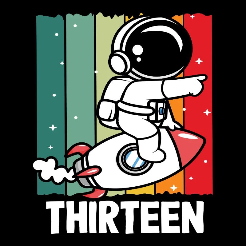 Astronaute fusée treize design rétro