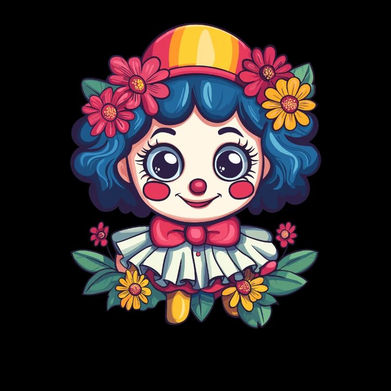 Fille clown avec des fleurs