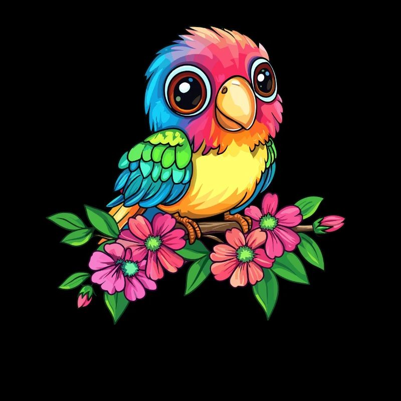 Bunter Vogel auf Zweig
