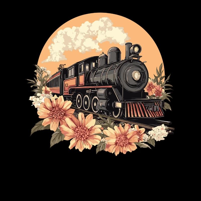 Vieux Train Avec Des Fleurs