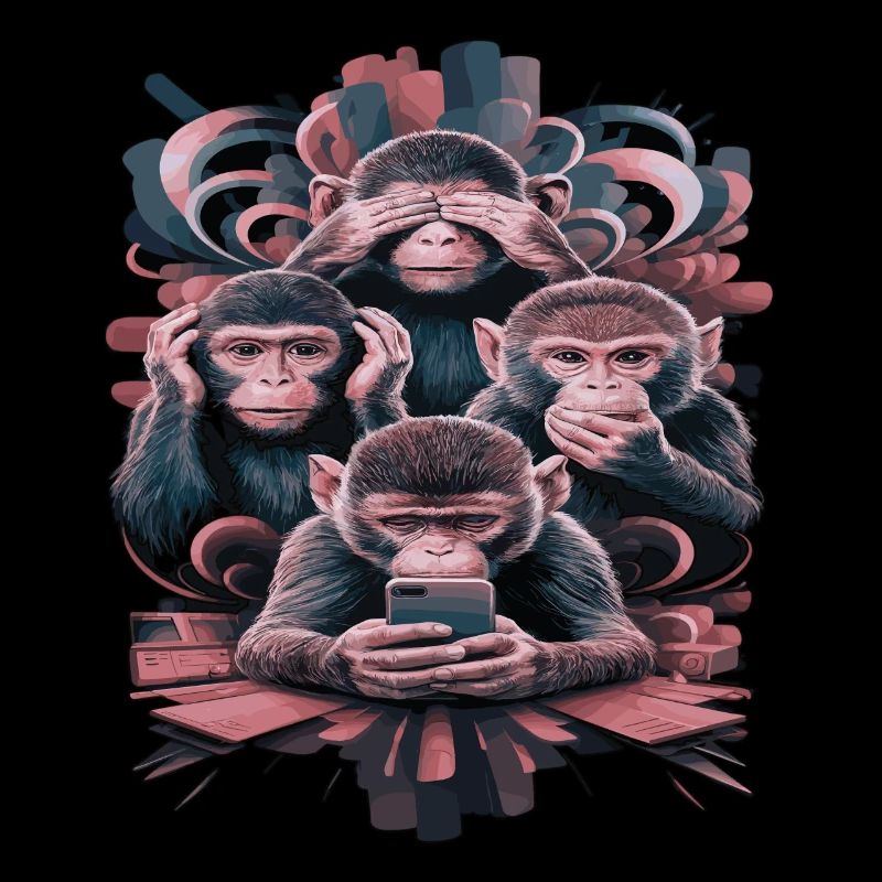 singe sage avec téléphone portable drôle multi conception multimédia