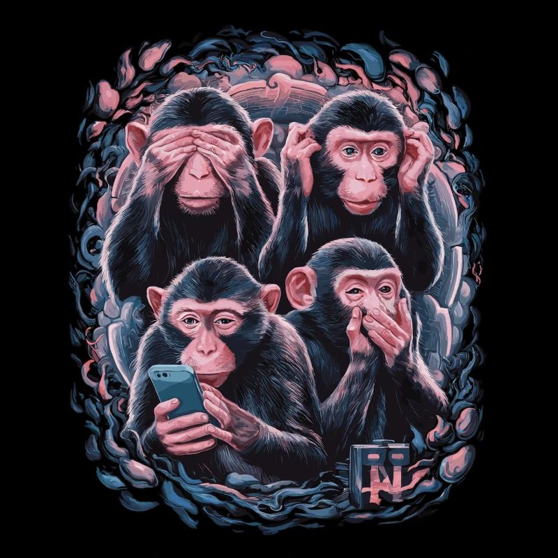 singe sage avec téléphone portable drôle multi conception multimédia