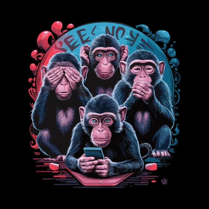 singe sage avec téléphone portable drôle multi conception multimédia