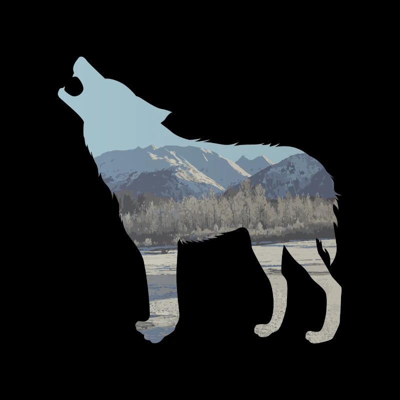 Wolf Winter Gebirge Schnee Natur Geschenkidee Cool