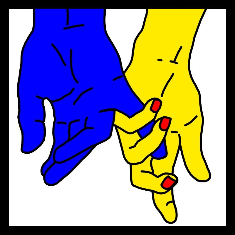 hands blue yellow