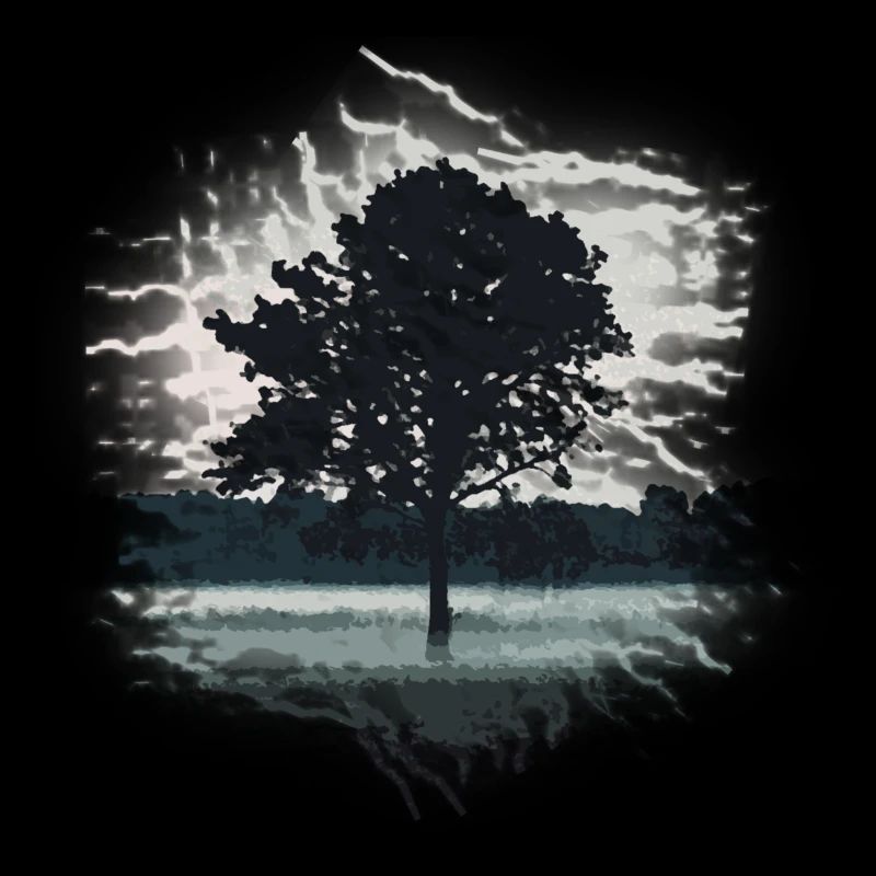 Tree in nature in paint style