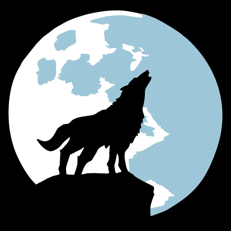 wolf and full moon