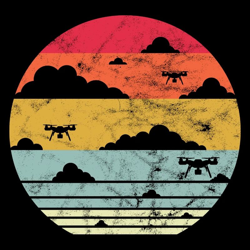 Drone pilot retro sky sunset quadrocopter flying