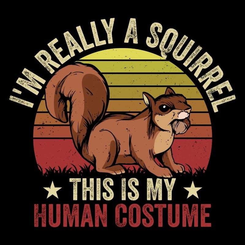 Retro Forest I'm Really A Squirrel This Is My Huma