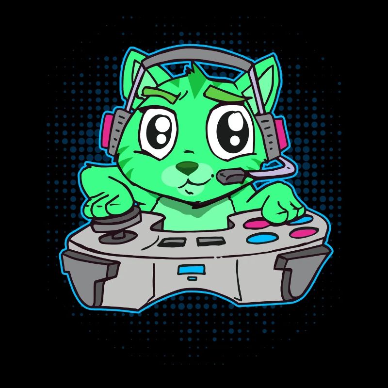 Katze Gaming Controller Gamer Comic