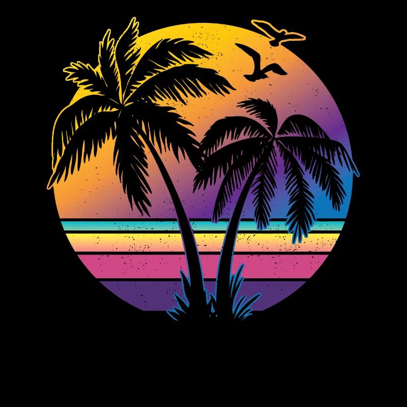 Coucher de soleil Vintage Palm Tree Gift Design Idea Beach
