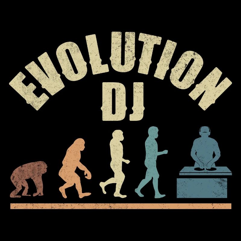 Evolution de l’homme DJ Techno Vinyle Rétro Vintage