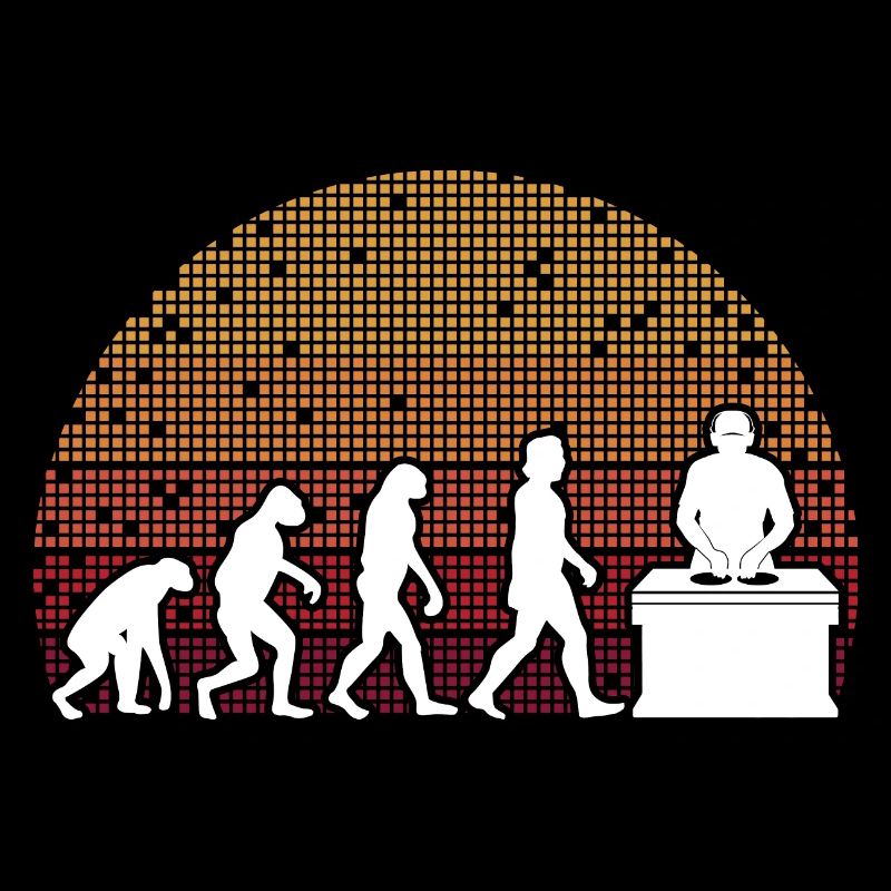 Evolution de l’homme DJ Techno Vinyle Rétro Vintage