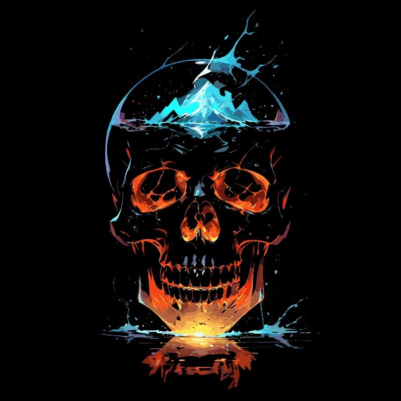 Crâne de Feu et Glace Éclatant