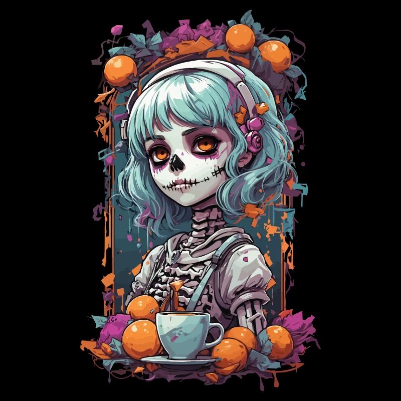 Goth e-Girl Skull Dia de Muertos Kaffee Design