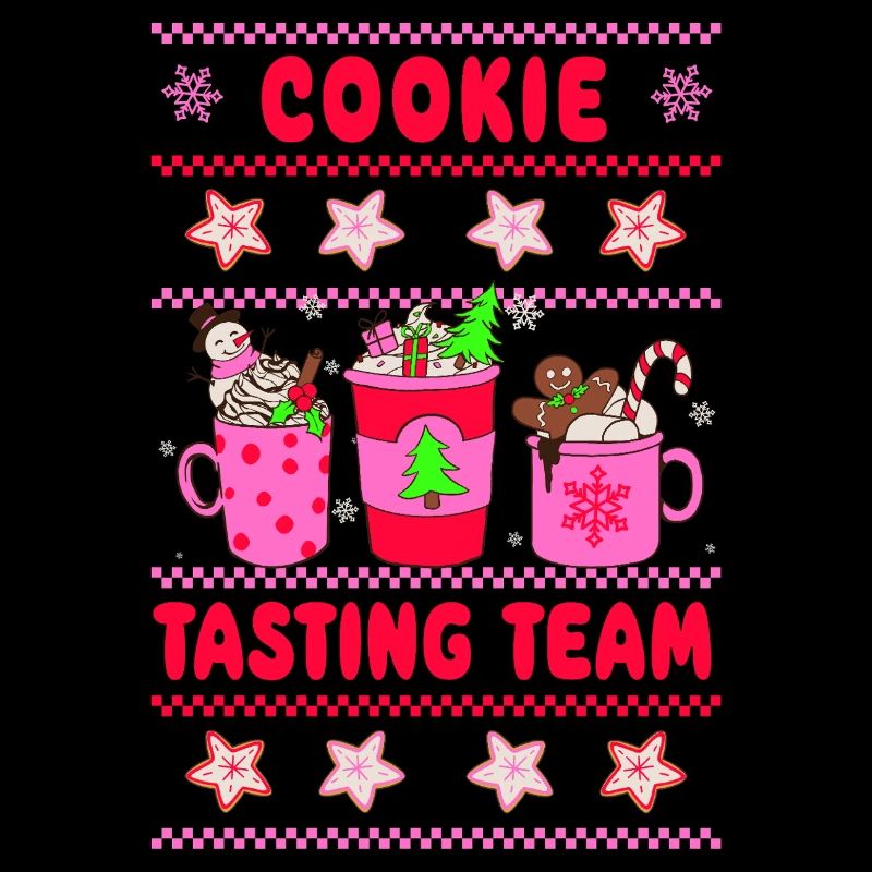 Équipe de dégustation de biscuits - Noël rose fluo