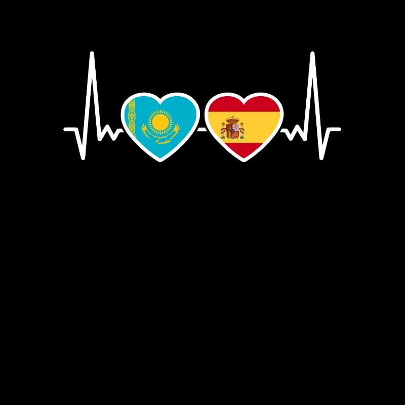 Kasachstan Spanien Herzschlag Flagge Kasache