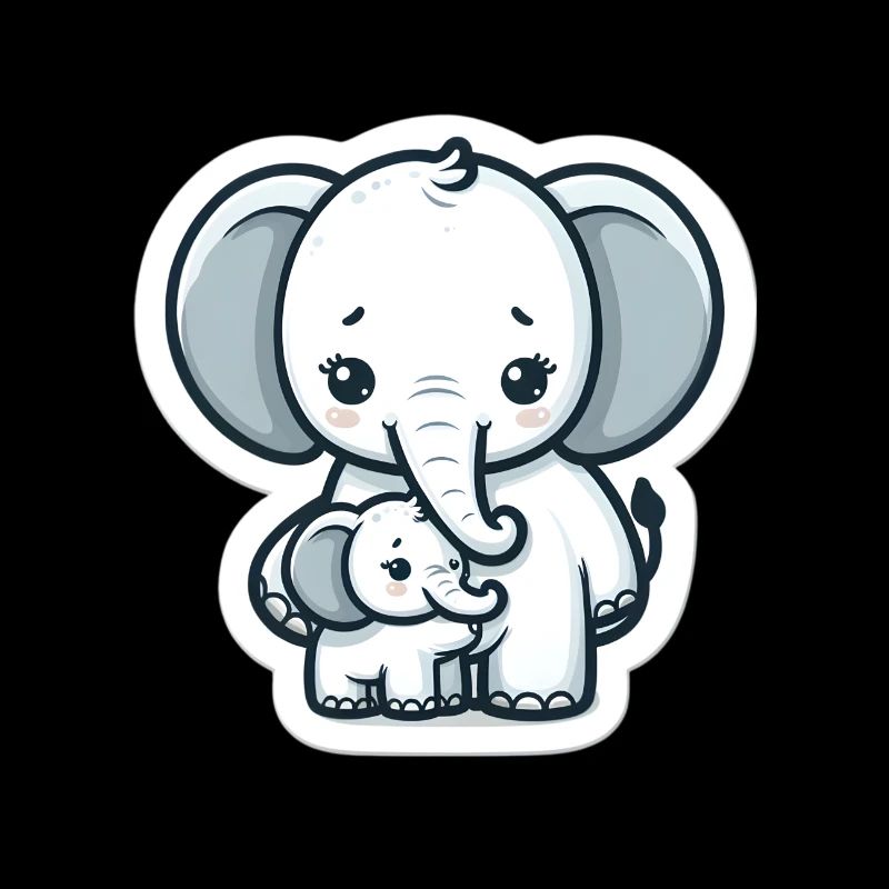 Maman éléphant mignon et bébé éléphant