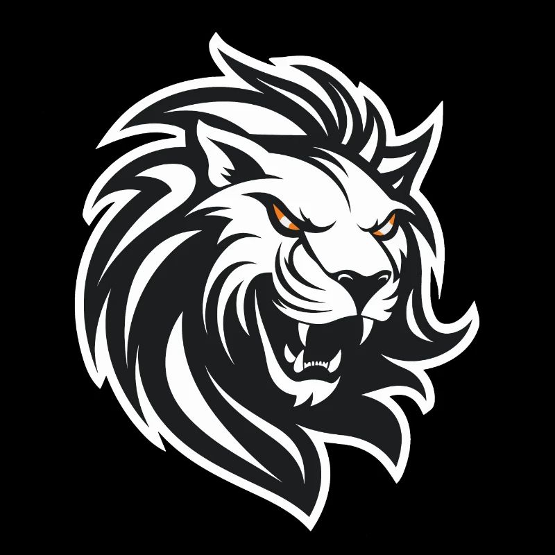 Lion's head in black and white