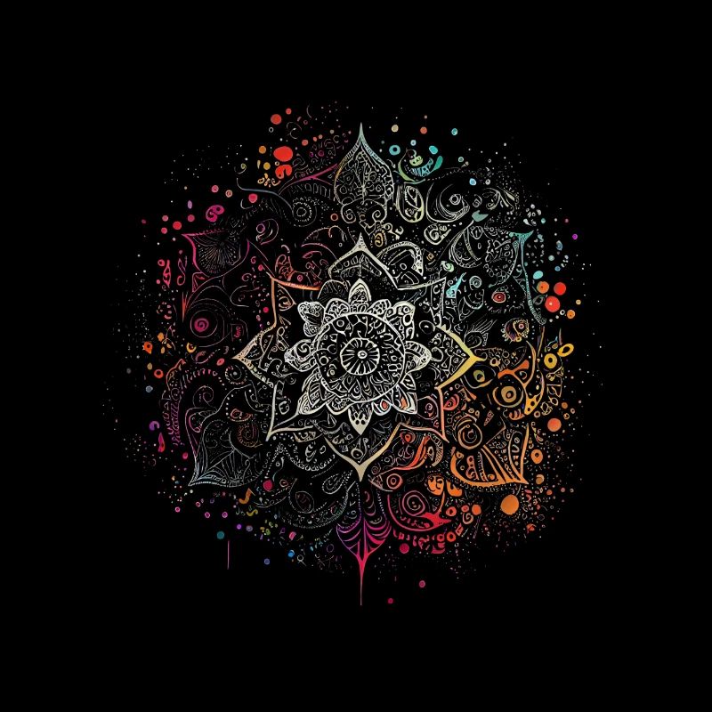 Colorful Airbrush Ink Boho Mandala