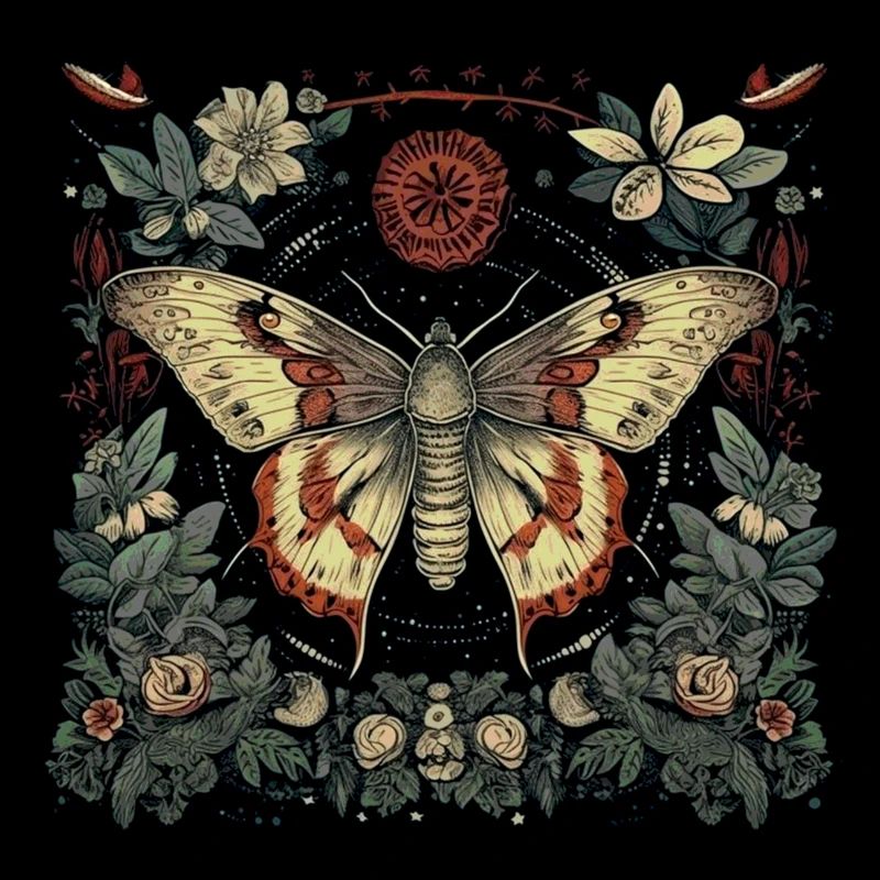 Mystical moth with magical herbarium