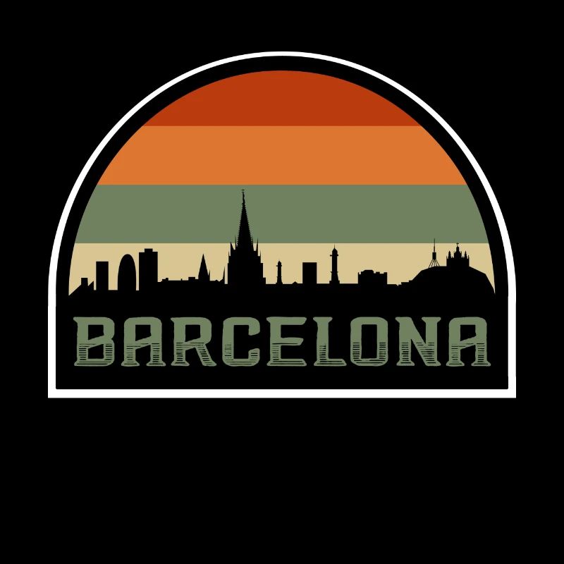 Barcelone Espagne Skyline Silhouette Drapeau Espagnol