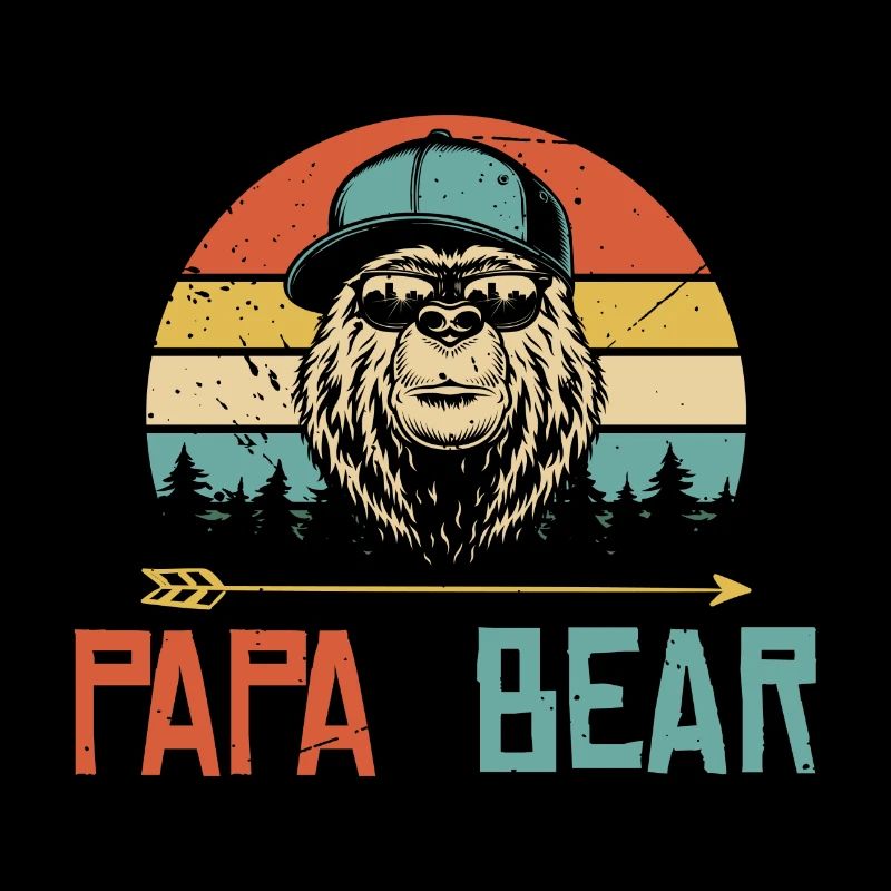 Papa Bär Vatertag Geschenk Retro Bär