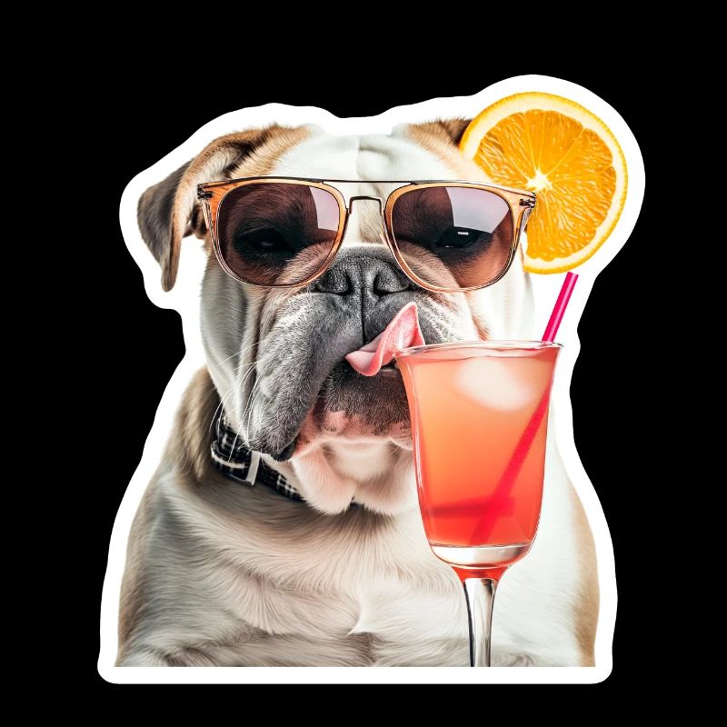 bouledogue drôle avec cocktail